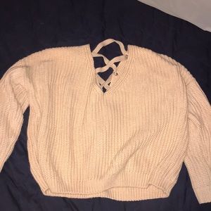 Chunky light pink v neck sweater